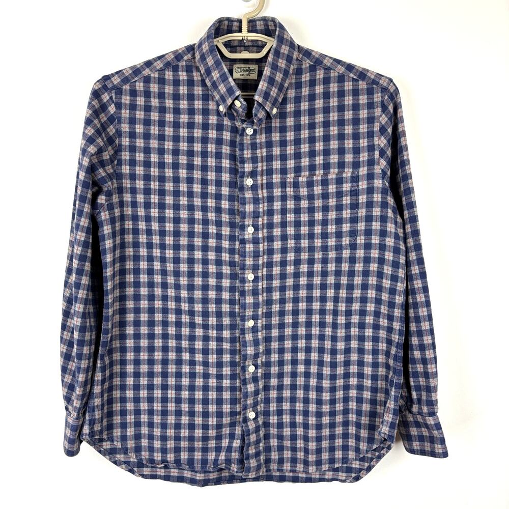 Gitman Bros. Plaid Flannel Button Down Shirt Large Blue Red